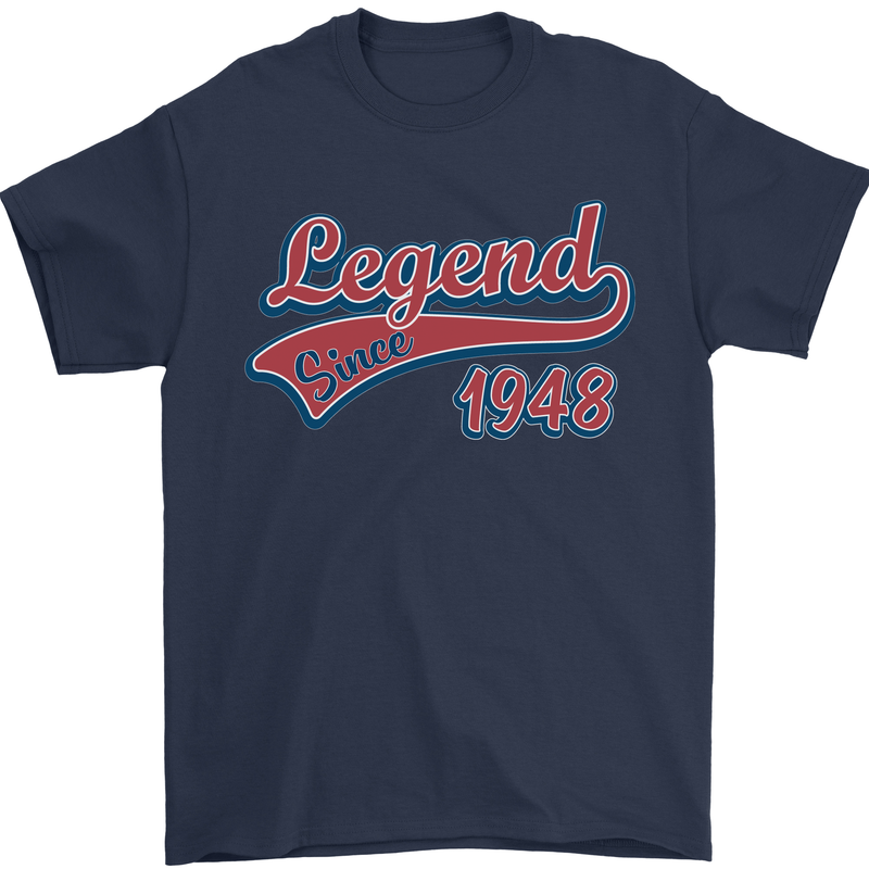 Legend Since 75th Birthday 1948 Mens T-Shirt 100% Cotton Navy Blue