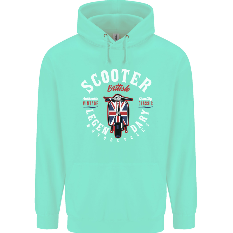 Legendary British Scooter Motorcycle MOD Childrens Kids Hoodie Peppermint