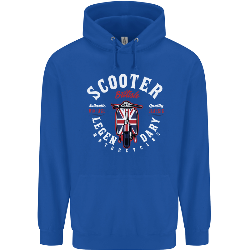 Legendary British Scooter Motorcycle MOD Childrens Kids Hoodie Royal Blue