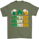 Let's Get Ready Stumble St. Patrick's Day Mens T-Shirt Cotton Gildan Military Green