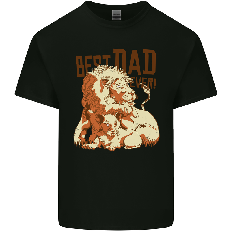 Lion Best Dad Ever Funny Father's Day Mens Cotton T-Shirt Tee Top Black