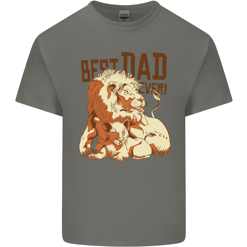 Lion Best Dad Ever Funny Father's Day Mens Cotton T-Shirt Tee Top Charcoal
