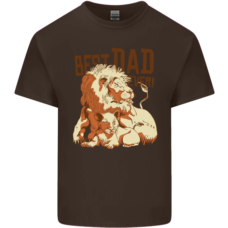 Lion Best Dad Ever Funny Father's Day Mens Cotton T-Shirt Tee Top Dark Chocolate