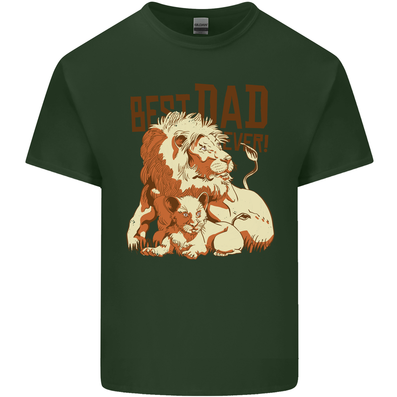 Lion Best Dad Ever Funny Father's Day Mens Cotton T-Shirt Tee Top Forest Green