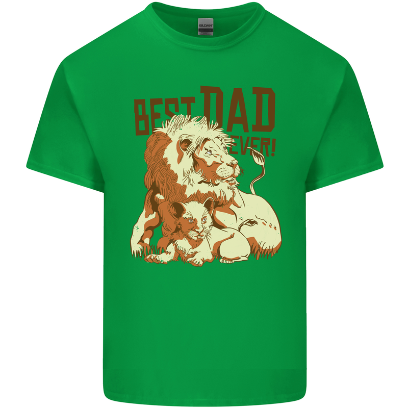 Lion Best Dad Ever Funny Father's Day Mens Cotton T-Shirt Tee Top Irish Green