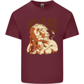 Lion Best Dad Ever Funny Father's Day Mens Cotton T-Shirt Tee Top Maroon