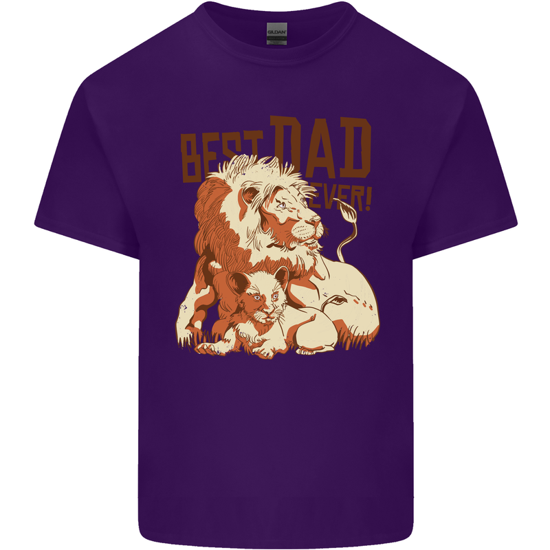 Lion Best Dad Ever Funny Father's Day Mens Cotton T-Shirt Tee Top Purple