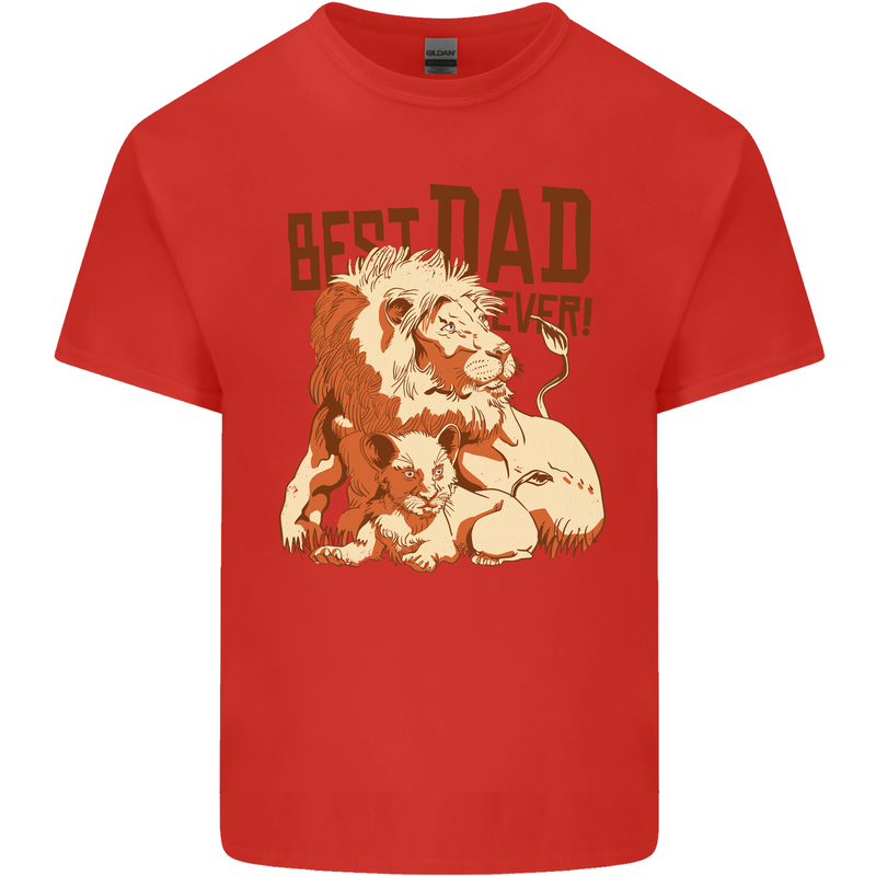 Lion Best Dad Ever Funny Father's Day Mens Cotton T-Shirt Tee Top Red
