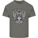 Lion Mandala Art Mens Cotton T-Shirt Tee Top Charcoal
