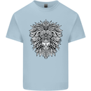 Lion Mandala Art Mens Cotton T-Shirt Tee Top Light Blue