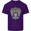 Lion Mandala Art Mens Cotton T-Shirt Tee Top Purple