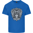 Lion Mandala Art Mens Cotton T-Shirt Tee Top Royal Blue