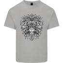 Lion Mandala Art Mens Cotton T-Shirt Tee Top Sports Grey