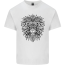 Lion Mandala Art Mens Cotton T-Shirt Tee Top White