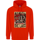 Live Fast Motorcycle Motorbike Biker Chopper Childrens Kids Hoodie Bright Red