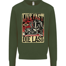 Live Fast Motorcycle Motorbike Biker Chopper Kids Sweatshirt Jumper Forest Green