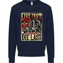 Live Fast Motorcycle Motorbike Biker Chopper Kids Sweatshirt Jumper Navy Blue