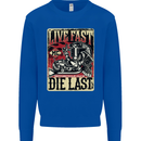 Live Fast Motorcycle Motorbike Biker Chopper Kids Sweatshirt Jumper Royal Blue