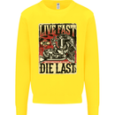 Live Fast Motorcycle Motorbike Biker Chopper Kids Sweatshirt Jumper Yellow
