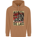 Live Fast Motorcycle Motorbike Biker Chopper Mens 80% Cotton Hoodie Caramel Latte