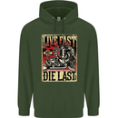 Live Fast Motorcycle Motorbike Biker Chopper Mens 80% Cotton Hoodie Forest Green