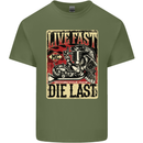 Live Fast Motorcycle Motorbike Biker Chopper Mens Cotton T-Shirt Tee Top Military Green
