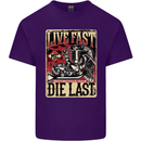Live Fast Motorcycle Motorbike Biker Chopper Mens Cotton T-Shirt Tee Top Purple