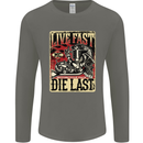 Live Fast Motorcycle Motorbike Biker Chopper Mens Long Sleeve T-Shirt Charcoal