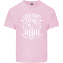 Live Fast Ride Free Motorcycle Biker Mens Cotton T-Shirt Tee Top Light Pink