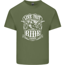 Live Fast Ride Free Motorcycle Biker Mens Cotton T-Shirt Tee Top Military Green
