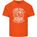 Live Fast Ride Free Motorcycle Biker Mens Cotton T-Shirt Tee Top Orange