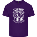 Live Fast Ride Free Motorcycle Biker Mens Cotton T-Shirt Tee Top Purple