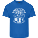 Live Fast Ride Free Motorcycle Biker Mens Cotton T-Shirt Tee Top Royal Blue