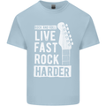 Live Fast Rock Harder Guitar & Roll Music Mens Cotton T-Shirt Tee Top Light Blue