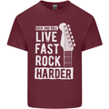 Live Fast Rock Harder Guitar & Roll Music Mens Cotton T-Shirt Tee Top Maroon