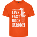 Live Fast Rock Harder Guitar & Roll Music Mens Cotton T-Shirt Tee Top Orange