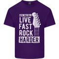 Live Fast Rock Harder Guitar & Roll Music Mens Cotton T-Shirt Tee Top Purple