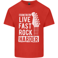 Live Fast Rock Harder Guitar & Roll Music Mens Cotton T-Shirt Tee Top Red