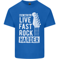 Live Fast Rock Harder Guitar & Roll Music Mens Cotton T-Shirt Tee Top Royal Blue