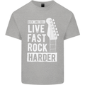 Live Fast Rock Harder Guitar & Roll Music Mens Cotton T-Shirt Tee Top Sports Grey