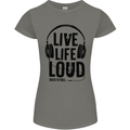 Live Life Loud Rock n Roll Guitar Music Womens Petite Cut T-Shirt Charcoal