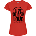 Live Life Loud Rock n Roll Guitar Music Womens Petite Cut T-Shirt Red