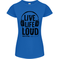 Live Life Loud Rock n Roll Guitar Music Womens Petite Cut T-Shirt Royal Blue