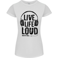 Live Life Loud Rock n Roll Guitar Music Womens Petite Cut T-Shirt White