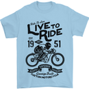 Live to Ride Motorbike Motorcycle Biker Mens T-Shirt Cotton Gildan Light Blue