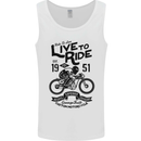 Live to Ride Motorbike Motorcycle Biker Mens Vest Tank Top White