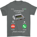 Liverpool Is Calling Funny Football Mens T-Shirt Cotton Gildan Charcoal
