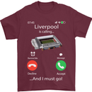 Liverpool Is Calling Funny Football Mens T-Shirt Cotton Gildan Maroon