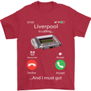 Liverpool Is Calling Funny Football Mens T-Shirt Cotton Gildan Red