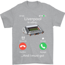 Liverpool Is Calling Funny Football Mens T-Shirt Cotton Gildan Sports Grey